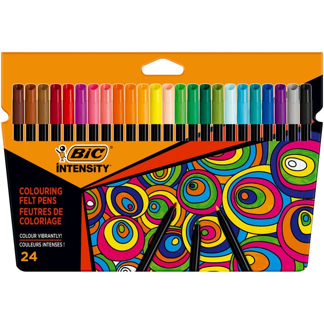 Pack de 24 rotuladores de colores de punta fina (0.9mm) BIC intensity - 24 marcadores.