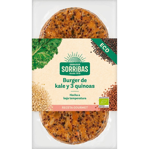 OBRADOR SORRIBAS hamburguesas ecológicas vegetales de kale y quinoa envase 160 g
