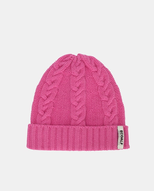 Gorro de lana reciclada color rosa