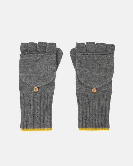 Mitones con capucha de lana reciclada en gris