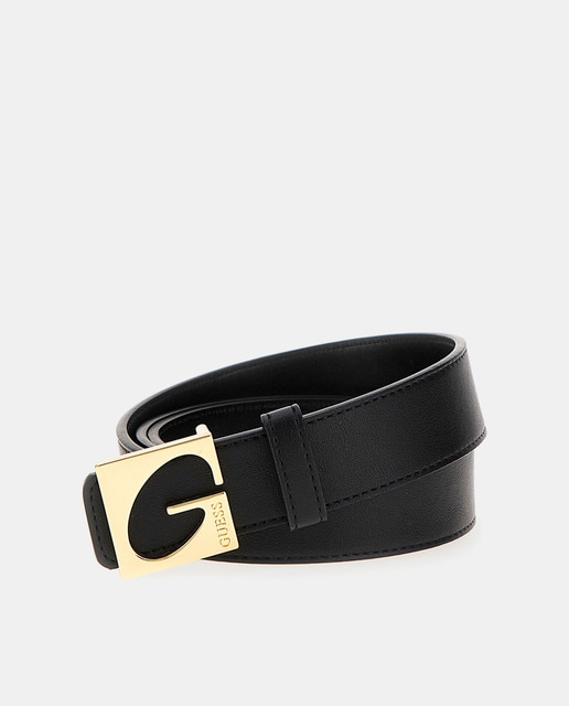 Cinturón negro liso con hebilla en forma de G