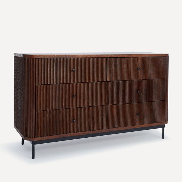 Cómoda de madera de mango de 6 cajones Curve Room - El Corte Inglés