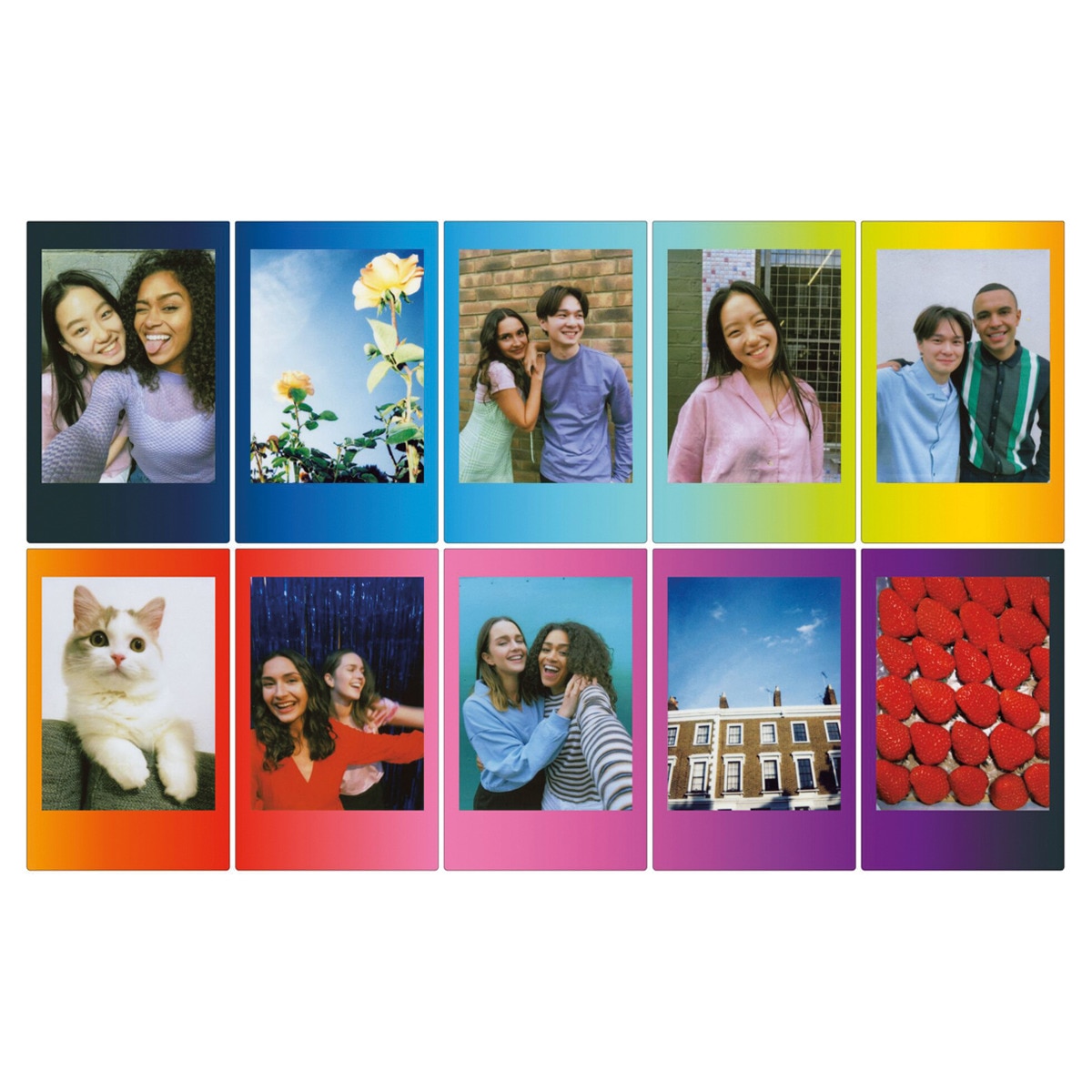 Película instantânea Instax Mini Film 10 folhas Arco-íris Branco-2