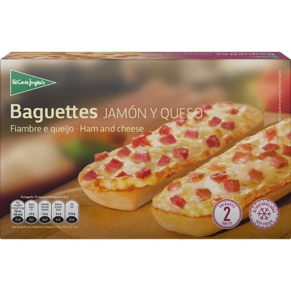 baguette de jamón y queso 2 unidades caja 250 g