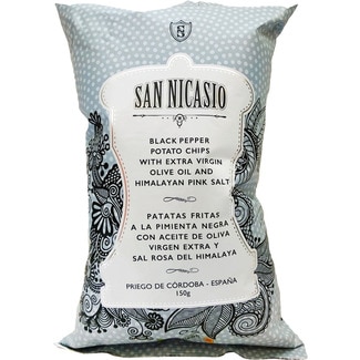 SAN NICASIO black pepper crisps fried in extra virgin olive oil with Himalayan pink salt bag 150 g