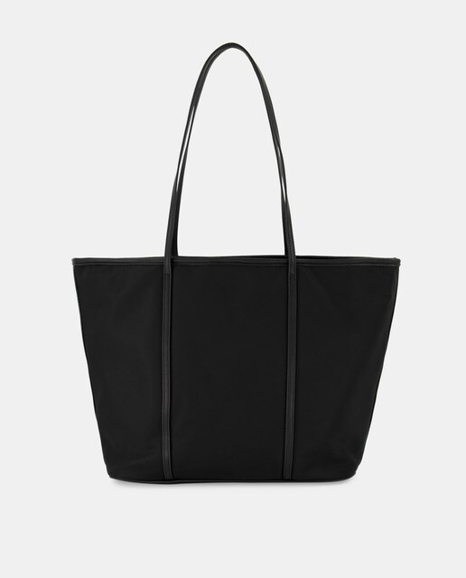 Black shopper bag with a metallic logo · Women's fashion · El Corte Inglés
