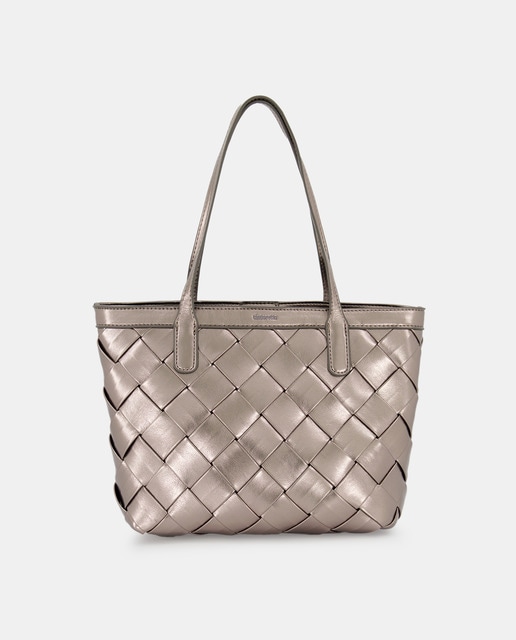 Silver tote best sale bag with zip