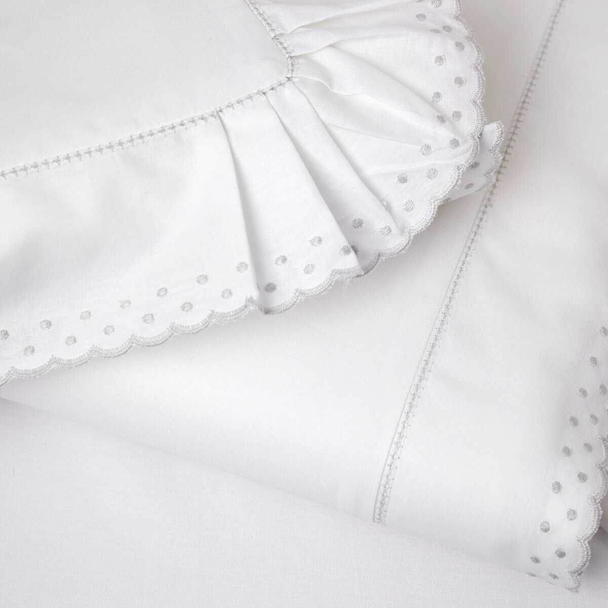 Conjunto de Lençóis Clássicos com Plumeti - 3 Peças (Disponível em Várias Medidas) Cinzento-2