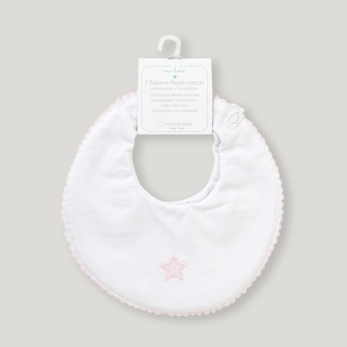 Pack de 2 Babetes Básico Pontos Rosa-3