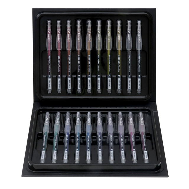 Set 20 boligrafos decogel pigmento con efecto metalico de Karin.