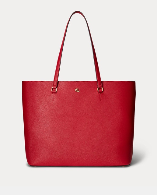 Large red best sale leather tote bag