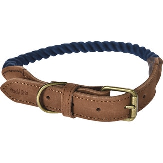 FRED&RITA collar para perros de cuerda y piel Azul Marino talla L 2,5x43-53 cm 1 unidad