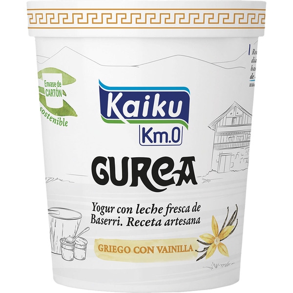 KAIKU Gurea yogur griego con vainilla con leche fresca de caserío envase 450 g