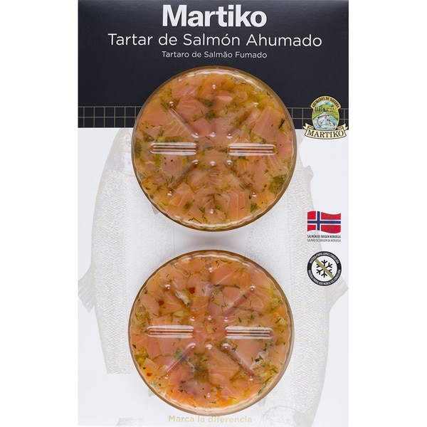 tartar de salmón ahumado noruego pack 2 x 75 g envase 150 g