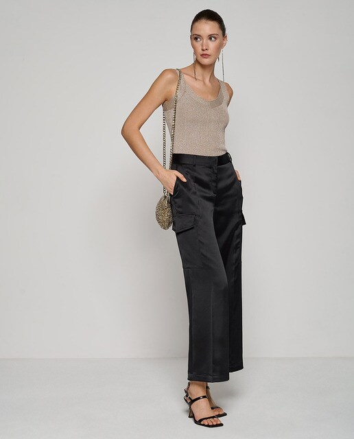 Pantalon cargo satiné discount femme