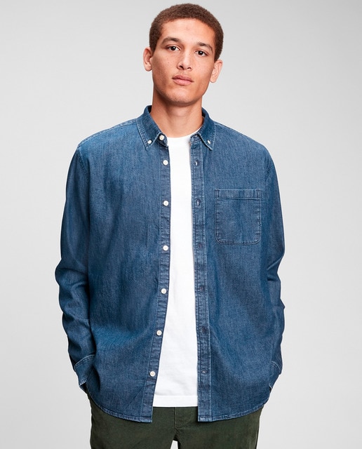 Camisa de hombre punto mezclilla