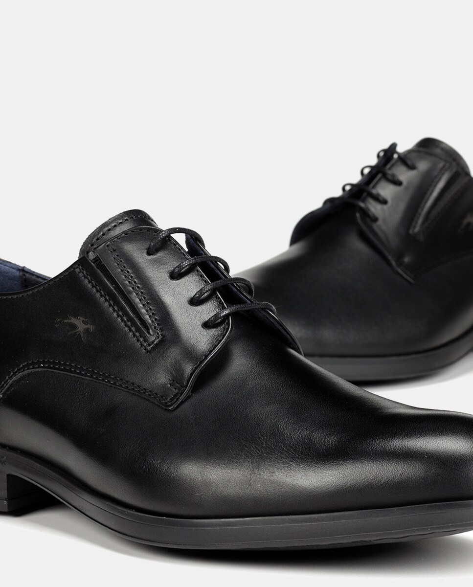 Sapatos de Atacadores Asgard com Pala Lisa e em Pele Preto-6