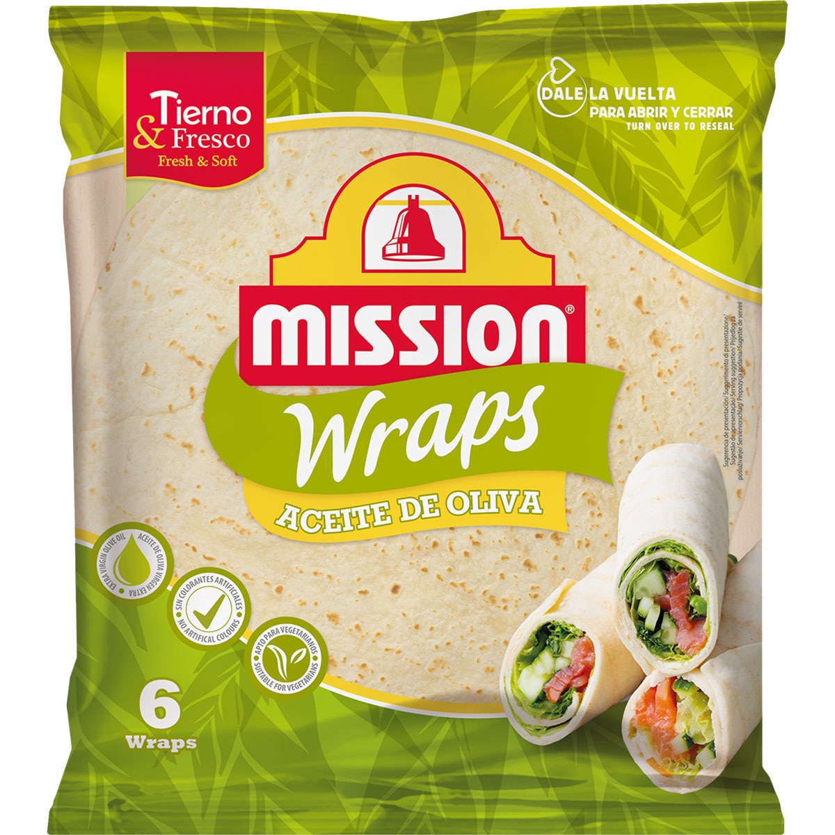 wraps tortillas elaboradas con aceite de oliva 100% virgen extra 6 unidades
