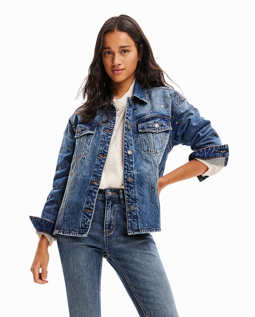 Veste en jean online fleur