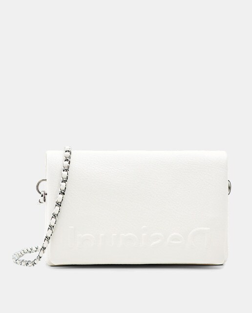 White mini messenger bag with logo and flap · Women's fashion · El