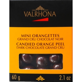 Valrhona Chocolate Mini Orangettes embalagem 60 g