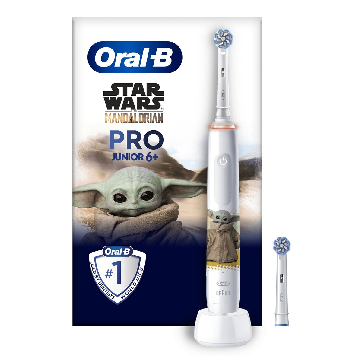 Oral b-Braun – Cepillo eléctrico recargable para niños Oral b- Braun Pro Junior Yoda.
