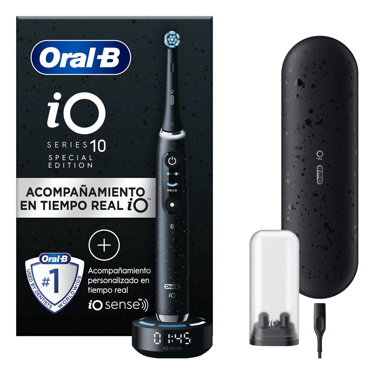 Oral b-Braun – Oral-B iO 10 Special Edition, Cepillo De Dientes Eléctrico Negro, 1 Cabezal, 1 Estuche Cargador De Viaje, Diseñado Por Braun, Diseñado Por Braun.