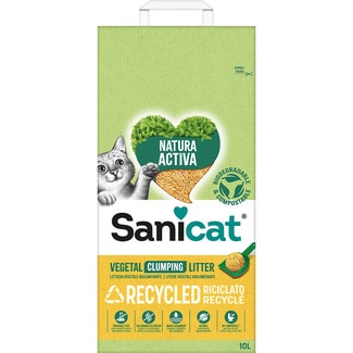 SANICAT Vegetal Clumping Litter 100% Recicled arena para gatos absorbente saco 10 l