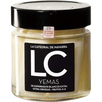 LA CATEDRAL extra thick white asparagus tips 4-6 spears PGI Espárrago de Navarra flask 140 drained weight g