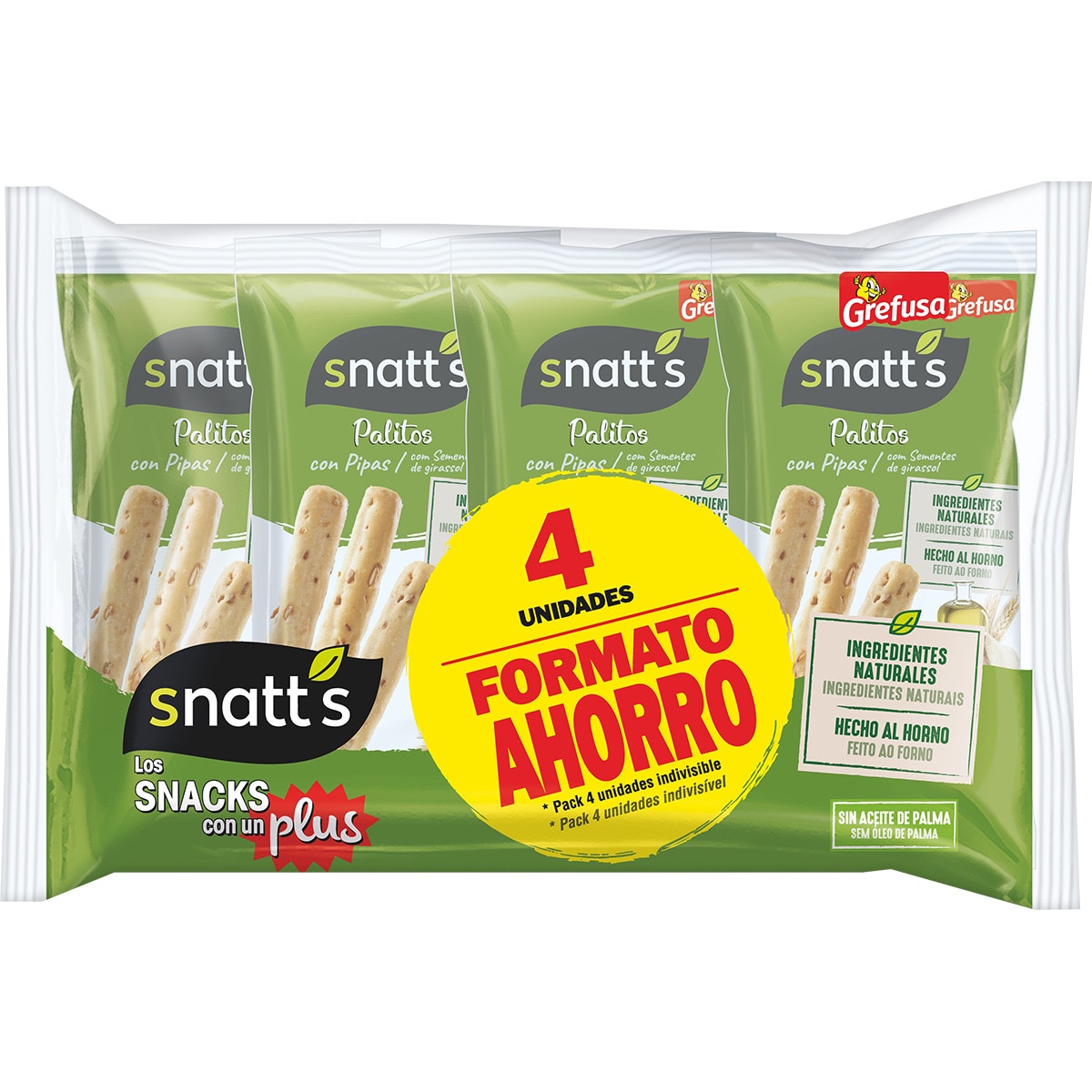 palitos de cereal con pipas 4 bolsas x 40g pack formato ahorro