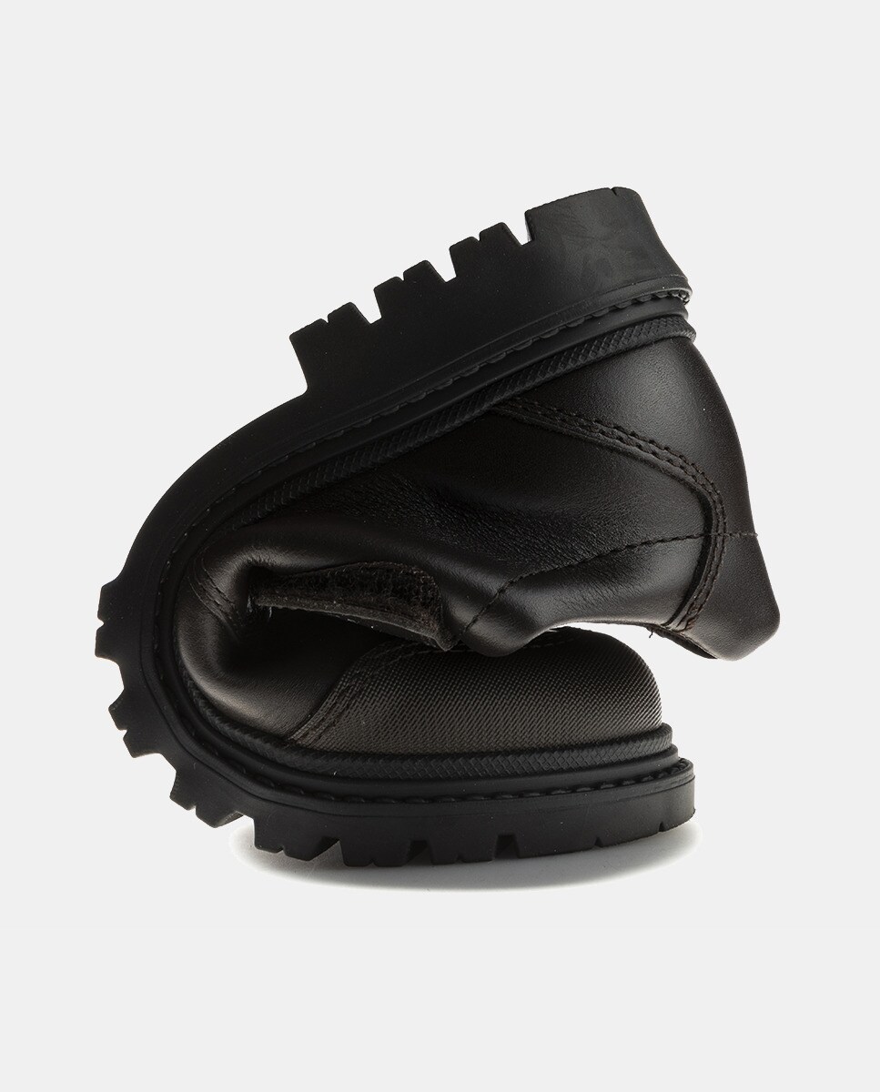 Sapatos com Fecho Aderente, Biqueira Reforçada e em Pele Pablosky Castanho-escuro-5