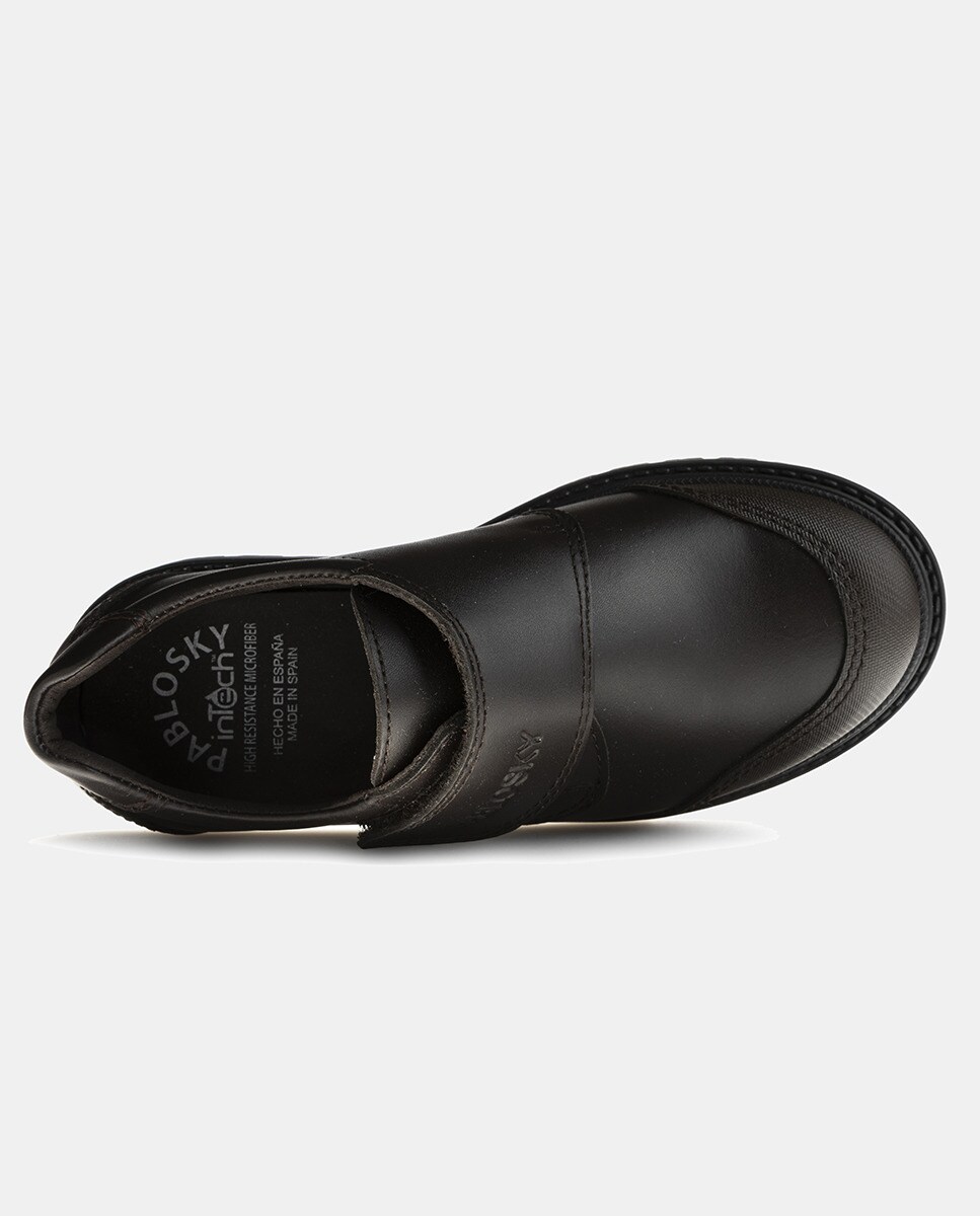 Sapatos com Fecho Aderente, Biqueira Reforçada e em Pele Pablosky Castanho-escuro-2