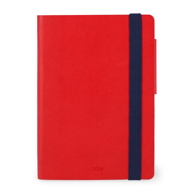 Mini agenda 2024 12 meses semana vista horizontal Red Passion Legami rojo multilingüe.