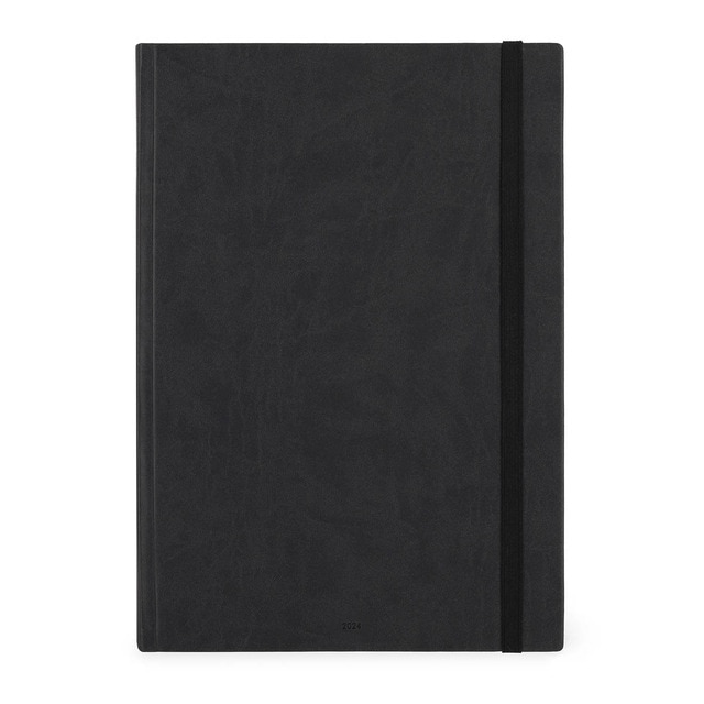 Maxi agenda 2024 13 meses 1 día página Black Onix Legami negro multilingüe.