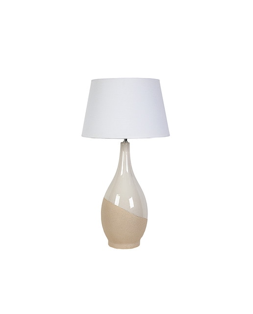 Lámpara cerámica beige-blanca con pantalla