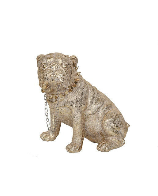 Figura bulldog resina dorado