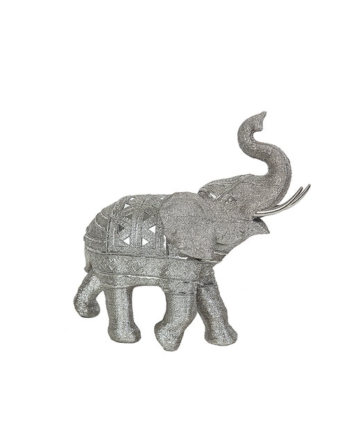 Elefante resina plateado