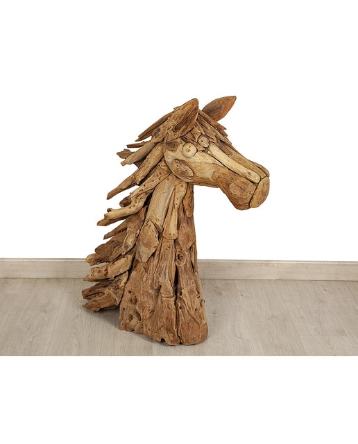 Cabeza caballo madera teka