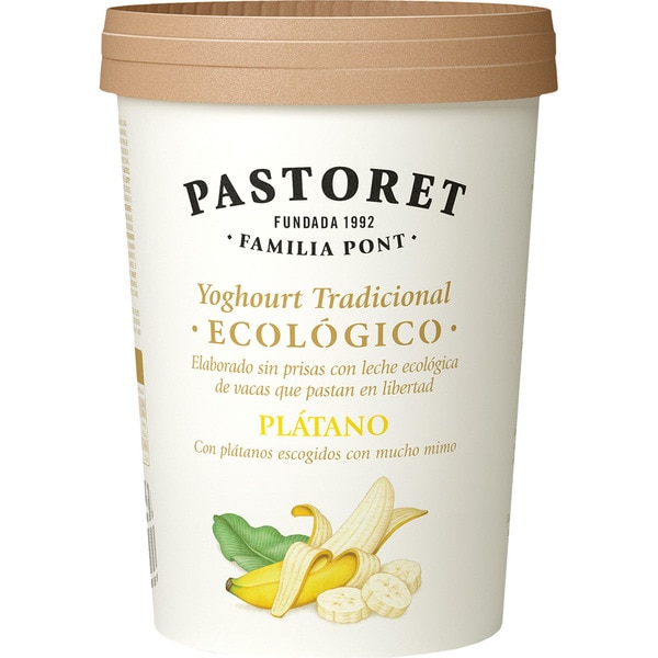 Gezuckerter Bio-Joghurt mit Banane und Weidemilch von freilaufenden Kühen glutenfrei Behälter 500 g