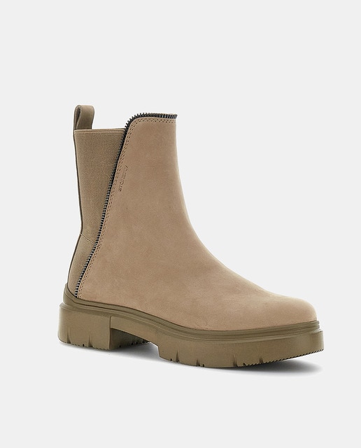 Botines Phoebe de mujer tipo Chelsea en nobuck con trasera de lycra y puntera redonda