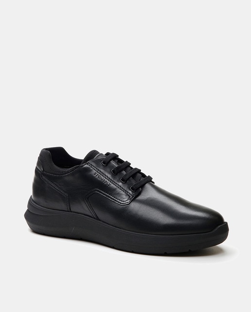 Zapatos de cordones de hombre en piel y sintético con pala lisa y suela de goma