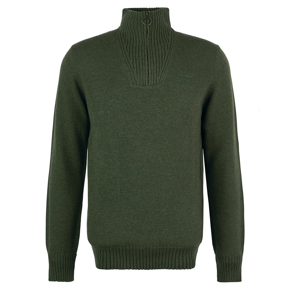 Camisola de Malha Lisa de Homem com Gola em Bico Verde-9