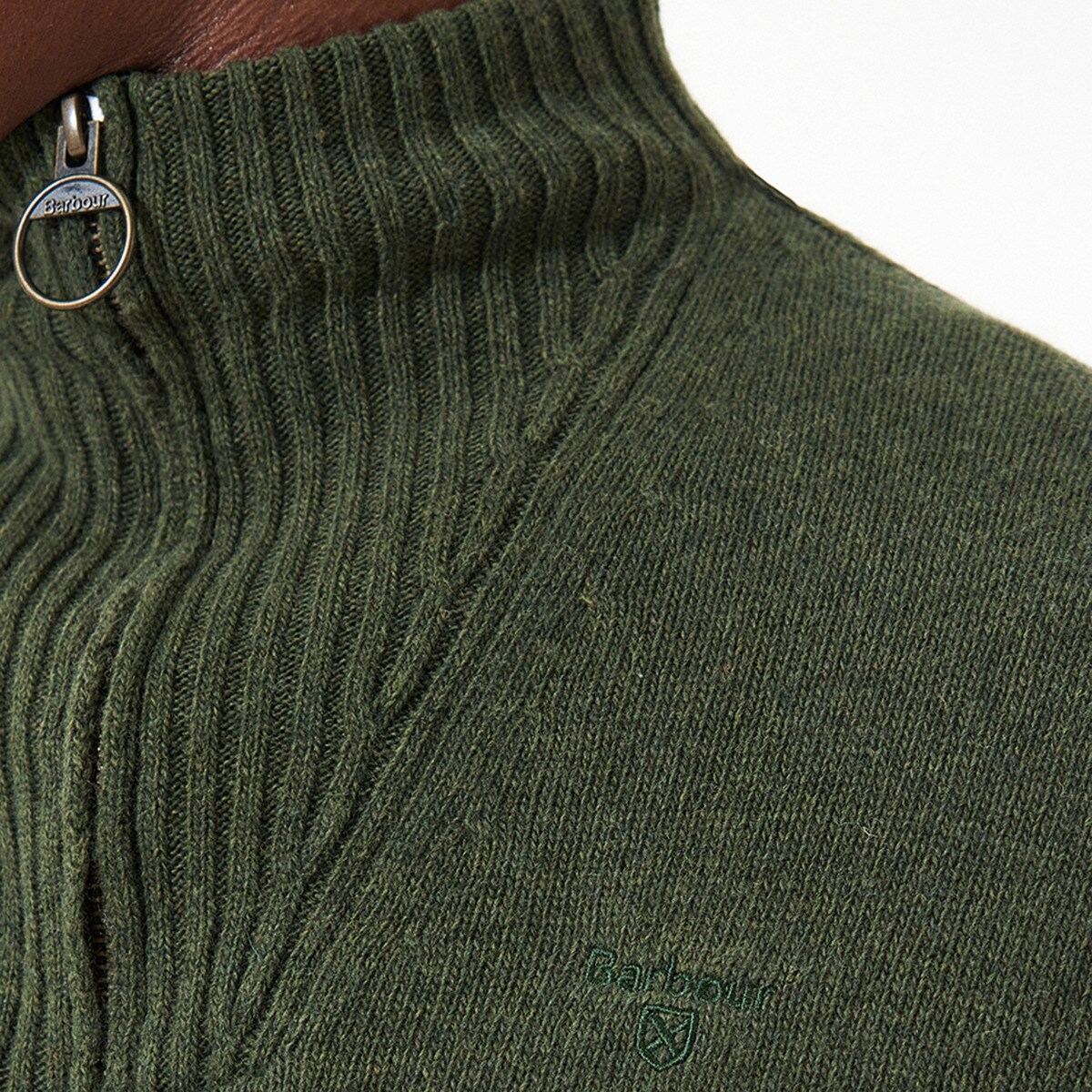 Camisola de Malha Lisa de Homem com Gola em Bico Verde-5
