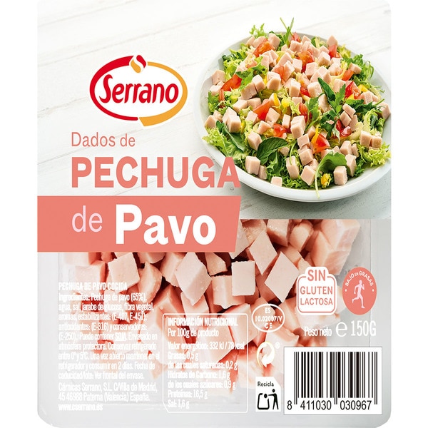 pechuga de pavo en dados sin gluten sin lactosa envase 150 g