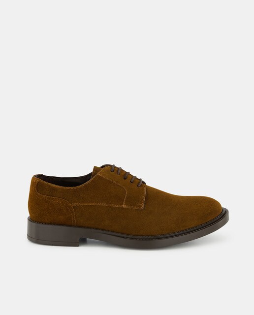 Zapatos de cordones de hombre en piel serraje con pala lisa