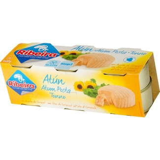 RIBEIRA yellowfin tuna in sunflower oil, gluten-free 6-pack tins 80 drained weight g
