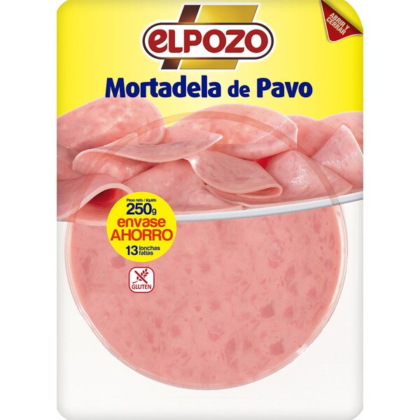 Mortadela de pavo maxi en lonchas sin gluten envase 225 g · ELPOZO