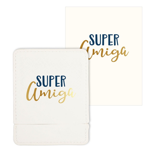 Tarjeta espejo Súper amiga Draeger blanco.