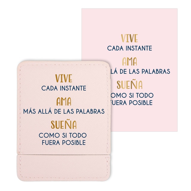 Tarjeta espejo Vive cada instante Draeger rosa.