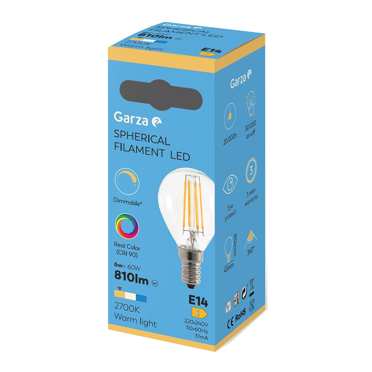 Lâmpada LED Dimable Esférica E14 461111A - 6 W - 810 lm - 2700 K 3